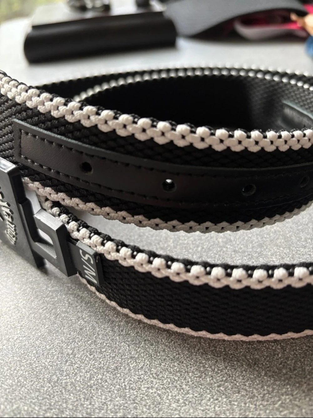 Callaway Golf Striped Stretch Belt Black White Size S/M